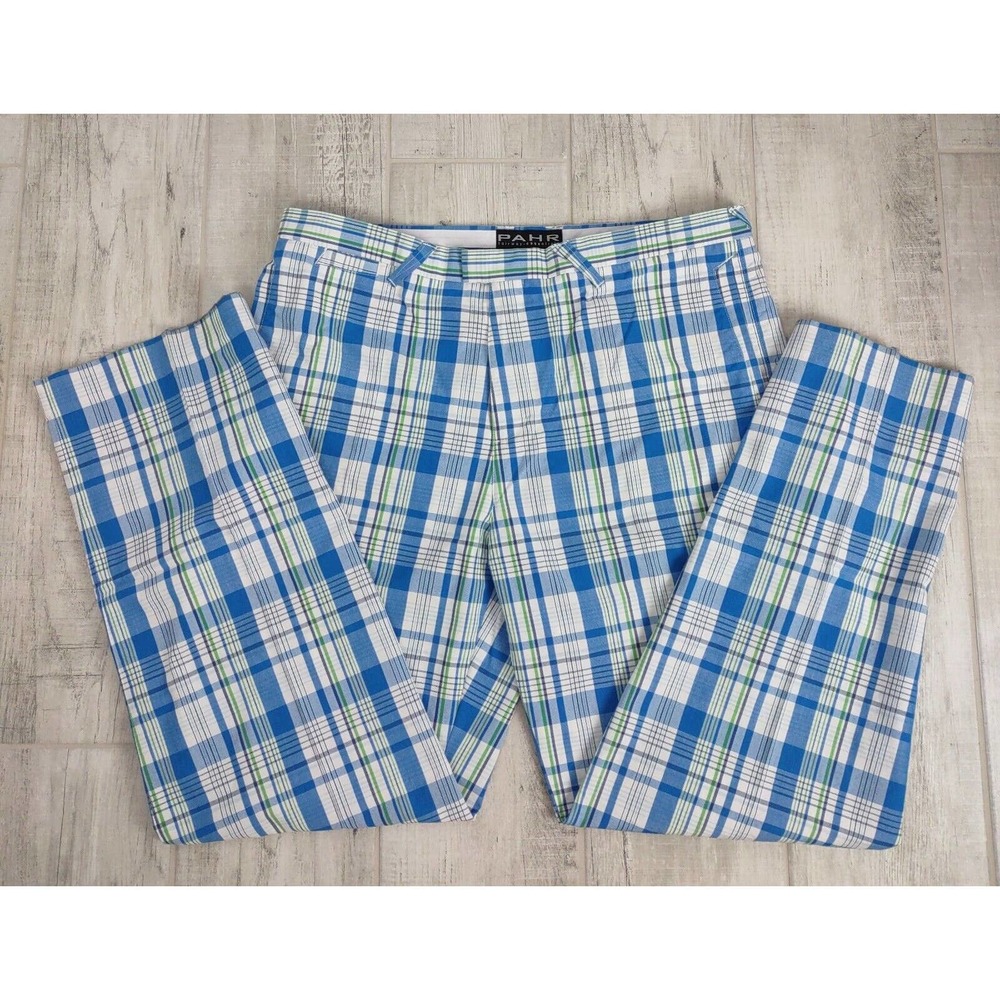 Golf PAHR Fairway Essentials Blue/Green On White Plaid Golf Pants Size‎ 40 Mens